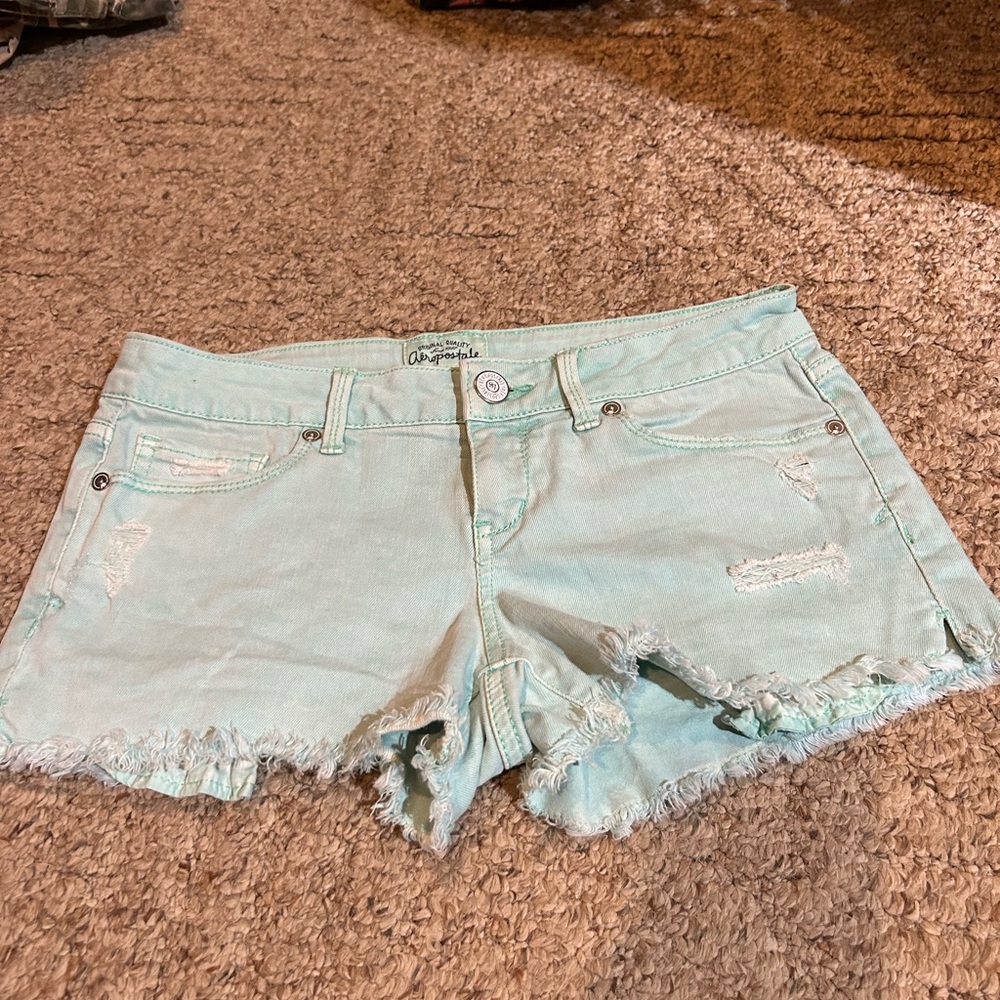 Aeropostale Mint Green Distressed Women Shorts